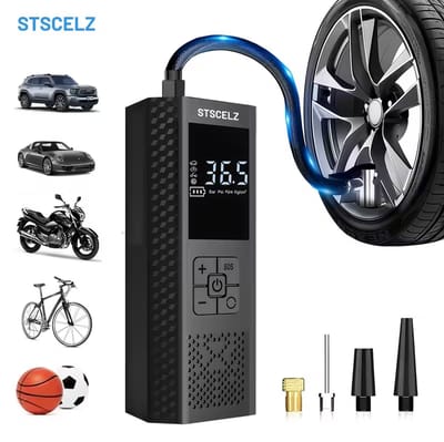Draagbare Bandenpomp - 3X Sneller 150 PSI Luchtcompressor voor AutobandenDraadloze Bandenpomp met Drukmeter en LED-verlichting - Elektrische Luchtpomp met Automatische Uitschakeling, Geschikt voor Auto's- Motorfietsen- Fietsen- Ballen