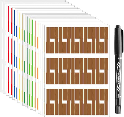 Set van 540 Kabellabels met Markerpen – Geschikt voor Laserprinters – 18 A4 vellen × 30 stuks – 9 Kleuren