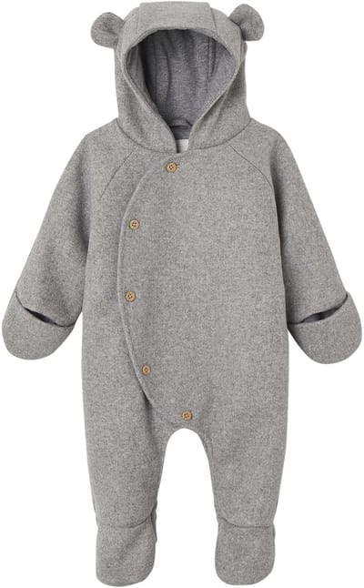 Vertbaudet Overall met capuchon van wol voor baby's met offset opening