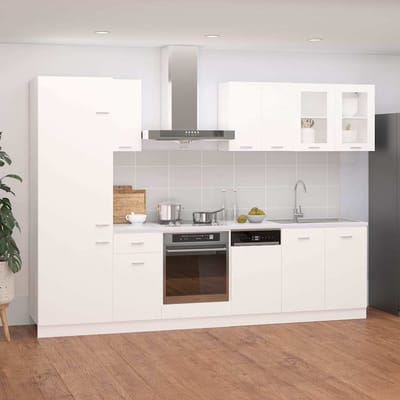 vidaXL - 8-delige - Keukenkastenset - Lyon - bewerkt - hout - wit