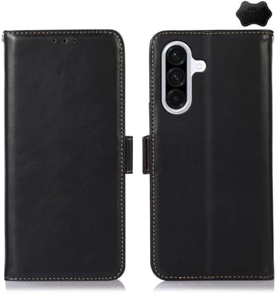 Lederen BoekCover Etui Hoes geschikt voor Samsung Galaxy A37 - A36 - A56 - Zwart - V1