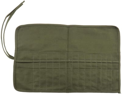Allecto - Verf Borstel Houder - Penseel Organizer - Canvas Roll Pouch - Legergroen - 30 Compartimenten - Ideaal voor Kunstenaars