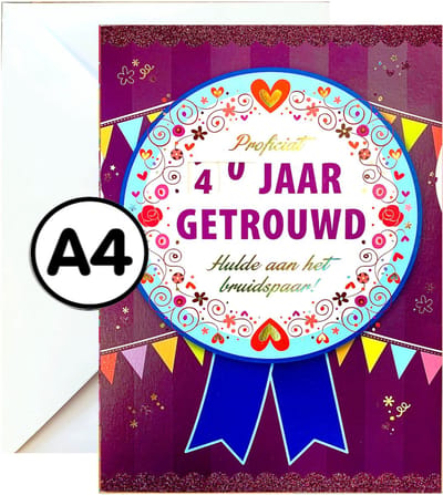 Grote Wenskaart - .... Jaar Getrouwd met Draaischijf - A4 XXL - Met Envelop