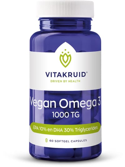 Vitakruid Vegan omega 3 1000 triglyceriden 300 DHA 100 EPA 60 Softgels