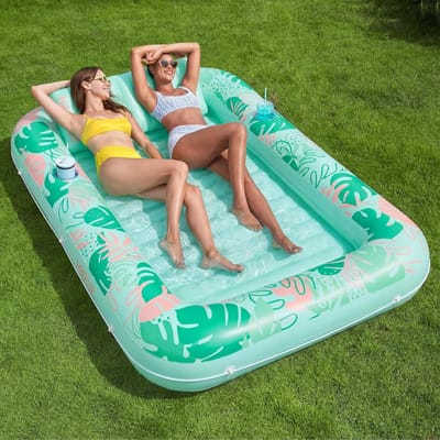 Opblaasbaar Ligbed - Zwemband Float - Ontspannen in water - Extra grote zonnebank - 21 x 14 m - Roze