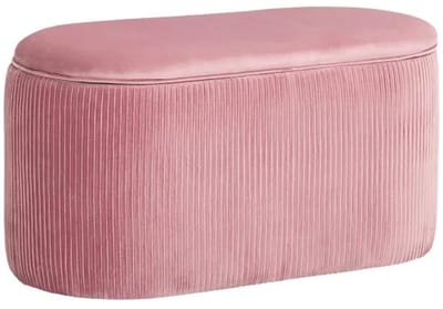 RM Store® - Voetenbankje - Fluwelen Kruk - Met Opbergruimte - Slaapkamer - Woonkamer - Roze - 81 x 40 x 41 cm.