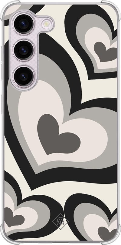 Casimoda® hoesje - Geschikt voor Samsung Galaxy S23 Plus - Hart Swirl Zwart - Shockproof case - Extra sterk - TPU/polycarbonaat - Zwart, Transparant