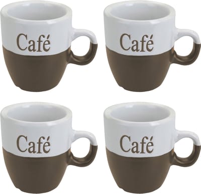 Koffiemok set 4x stuks - lichtbruin - keramiek - 150 ml