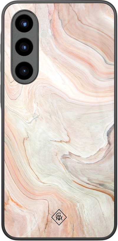 Casimoda® hoesje - Geschikt voor Samsung Galaxy A57 - Marmer Waves - Luxe Hard Case Zwart - Backcover telefoonhoesje - Bruin/beige