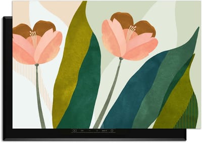 KitchenArt - Peach Blooms - Inductie Beschermer - 52x35 cm - Kookplaat Beschermer - Luxe Afdekplaat Inductieplaat - Anti-slip & Oprolbaar - Beschermmat Inductiekookplaat