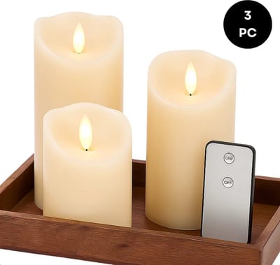 Lomera LED Kaarsen Set - Set van 3 - Afstandsbediening - Witte Kaarsen - Verschillende Hoogtes - Elektrische Kaarsen - LED Kaars Set