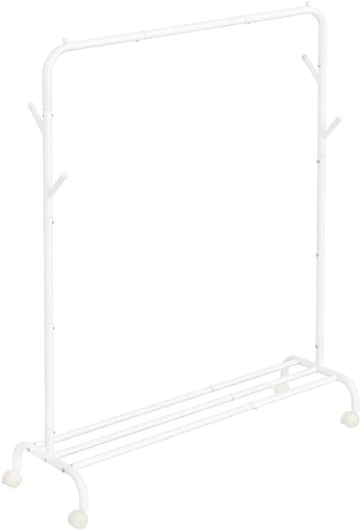 SONGMICS - Kledingrek - Kledingrek op wieltjes - Stalen Buisconstructie - Multifunctioneel
