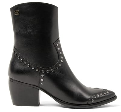 Lazamani - Kylie Dames Enkellaarsjes Leer Black - Maat 37
