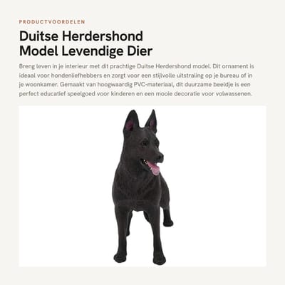 Dailygoods- Duitse Herdershond Beeldje - Zeer Gesimuleerd Ornament - Dierenbeelden - PVC Materiaal - Duurzaam - Educatief Speelgoed - Dierenbeeldje
