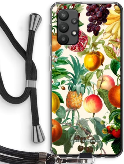 Case Company® - Hoesje met koord geschikt voor Samsung Galaxy A32 4G hoesje met Koord - Classic Flora - Telefoonhoesje met Zwart Koord - Bescherming aan alle Kanten en Over de Schermrand