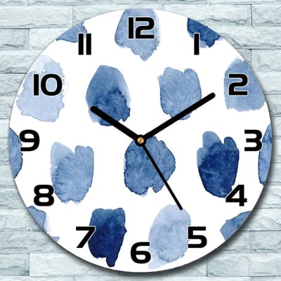 Coloray Wandklok - Abstracte vlekken Klok Glas - 30fi cm - Blauw Wandklok - Wandklok Ronde - Wandklok Modern - Wandklok Keuken - Stille Wandklok