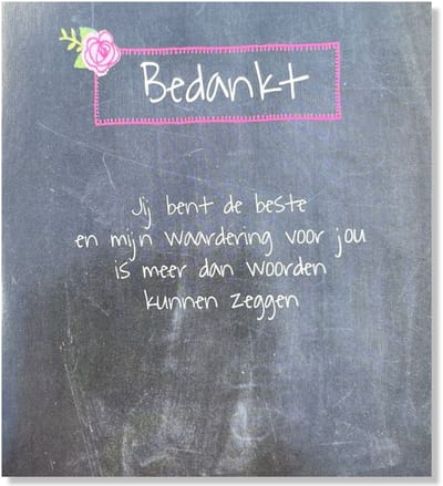 Bedankt Wenskaart - Bedankt - 12x11cm - gevouwen kaart Inclusief envelop