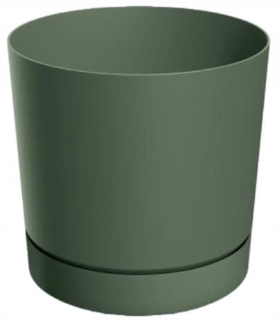 Prosperplast Tubo Serie - Bloempot met Onderzetter - 11 cm - Groen Pinie