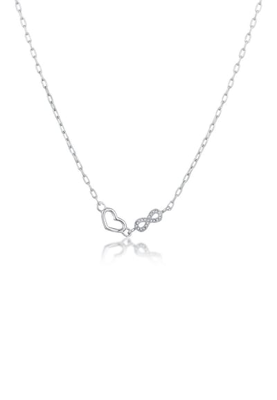 Elli - Halsketting - Ketting kort met Steen Dames Hart hanger Glas Kristallen Xilion Geslepen Wit 925 Sterling Zilver 40 cm - Dames