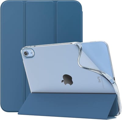 Slimme iPad 10e Generatie 2022 Hoes met Stand, Zachte TPU Achterkant, Leer Beschermhoes en Smart Wallet - Blauw Abysse