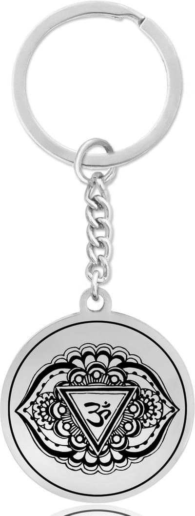 Derde Oog Chakra (Ajna) Sleutelhanger - Zilverkleurig Talisman - Roestvrij Staal - Spiritueel Cadeau - Pax Amare