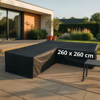 Maxxcovers Beschermhoes voor Tuinmeubelen en Tuinset - Loungeset Hoes L-Vorm Hoekbank - Tuinmeubelhoes Rechthoekig - Tuinhoes van Waterdicht Polyester met Opbergtas