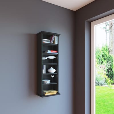 Houten CD DVD wandplank Hangende plank Wandkast Wandvitrinekast Loposa glazen deur