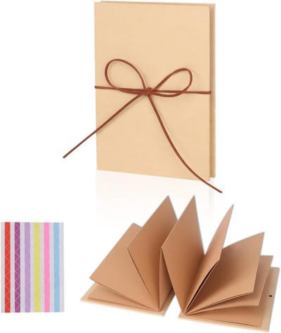 Dailygoods- Fotoalbum met accordeon-vouw - Plakalbum - Baby/fotoalbum - Bruiloft/poëziealbum - A4 formaat - Duurzaam zwart karton - Herinneringsalbum