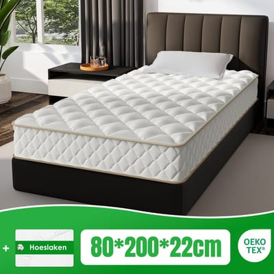 Aiidoits Matras 80x200 - matras 22cm dik - 7 zones - pocketvering matras - Orthopedisch - OEKO-TEX Gecertificeerd - 9 Lagen Hoogwaardige Materialen - Anti-Allergische - Eenpersoonsmatrassen - medium - Voor Kinderen en Volwassenen