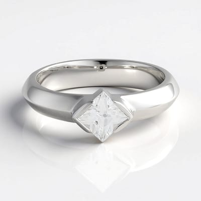Cavill - Zilveren ring met prinses geslepen Zirkoon 0,875 ct - 925 Sterling Zilver geplatineerd - Elegant verstelbare ring - Dames sieraad