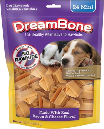 24x Mini Kauwbotten met Spek & Kaas Smaak - Rauwhideloos - Voor Kleine Honden