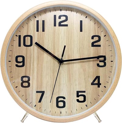 Houten Wandklok - Stille Klok - Tijd Weergeven - Niet Tikkend Geluid - 25 cm - Beige Hout