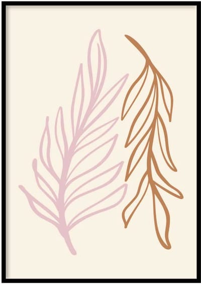 Poster Abstract leaves - 50x70 cm - Abstracte Poster - WALLLL - Exclusief lijst - Professioneel fotopapier