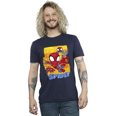 Marvel Heren Spidey En Zijn Verbazingwekkende Vrienden Vliegend T-shirt (Marineblauw)