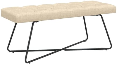 vidaXL - Bank - met - knopen - tufting - Crèmekleurig - 110 - x - 40 - x - 46 - cm - Stof