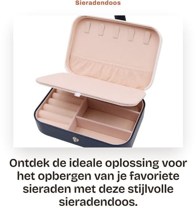 Dailygoods- Sieradendoos Draagbaar - Juwelendoos - Sieradenrek - Sieradendoos Hout - Sieradendoos voor Volwassenen - 7 Ringhouders - Sieradenetui