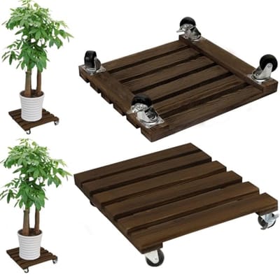 Plantenroller Vierkant - 2 Stuks, 30 x 30 cm, Plantenrolplank met 100 kg Draagkracht voor Buiten