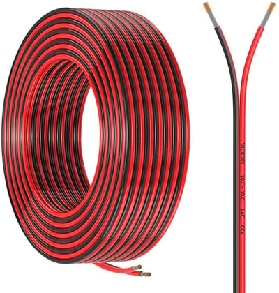Elektrische Draad - Laagspanningskabel Verlengsnoer - Led Verlichting - Koperkleed Aluminium - 92 meter - Rood Zwart