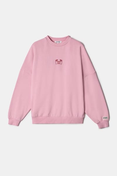 Woody oversized sweater unisex - roze - 252-10-SLA-K/409 - maat 164