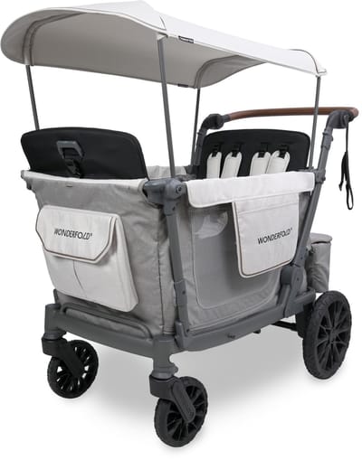 WonderFold L4 Bolderkar - Kinderwagen met 4 zitplaatsen - Opvouwbaar - Grijs - (Draagvermogen tot 97.2kg)