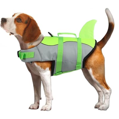 Reddingsvest Voor Honden Super Drijfvermogen Zeemeermin Haai Hondenzwemvest Voor Kleine Grote Honden Reflecterend Veilig Puppy Zwempak Met Handvat (as the picture,S-4-8kg)