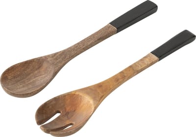 J-Line slabestek - mangohout - zwart/naturel - 2 stuks