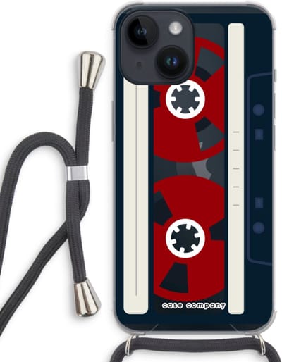Case Company® - Hoesje met koord geschikt voor iPhone 14 hoesje met Koord - Here's your tape - Telefoonhoesje met Zwart Koord - Bescherming aan alle Kanten en Over de Schermrand