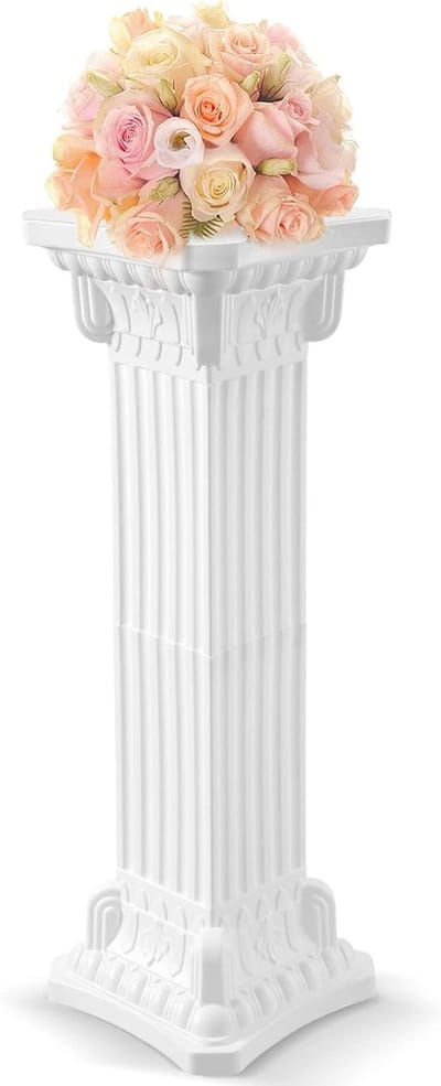 Griekse Zuil Sokkel - Romeinse Pilaar Decoratie - Bruiloft Versiering - Stabiele Plaatsing - 90x30 cm - Wit