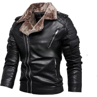 Nieuw product Heren Winter Leren Jas Trend Mode Pak Kraag Bont Geïntegreerde Leren Jas Heren 3XL gray