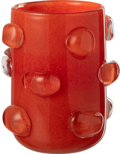 J-Line vaas Aruna - glas - rood - small - Ø 19 cm