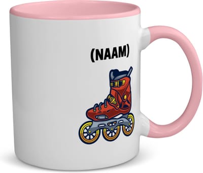 Akyol - rolschaats met eigen naam koffiemok - theemok - roze - Sport - fanatieke rolschaatsers - sport - verjaardagscadeau - klein cadeautje - kado - gift - geschenk - verrassing - 350 ML inhoud