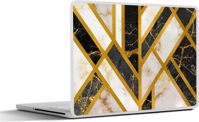 Laptop sticker - 14 inch - Marmer print - Goud - Patroon - 32x5x23x5cm - Laptopstickers - Laptop skin - Cover