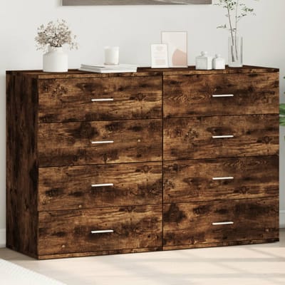 vidaXL - Dressoirs - 2 - st - 60x39x80 - cm - bewerkt - hout - gerookt - eikenkleurig