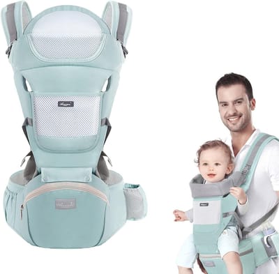 Baby Draagzak - Heupdrager Kinderen - Comfortabel Dragen - Verstelbaar & Afneembaar - 7-40 Lbs - Groen